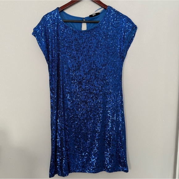 Elegant Blue Sequin Sparkly Party Dress Dress Size S/M - Picture 7 of 10